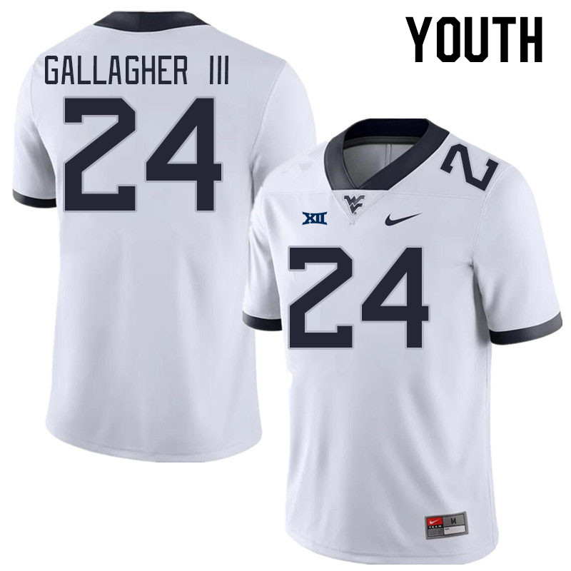 Youth #24 Rodney Gallagher III West Virginia Mountaineers College Football Jerseys Stitched Sale-Whi